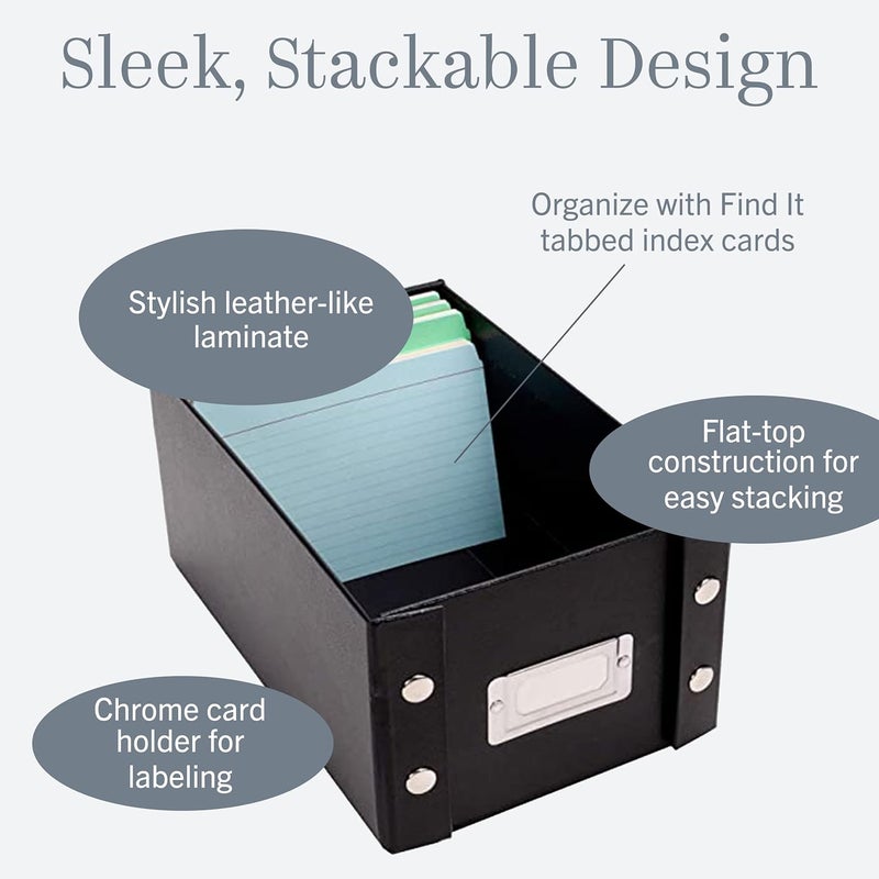 Snap-N-Store Durable Collapsible Index Card File for 1100 4 x 6 Inch Index Cards - Black - Image 5